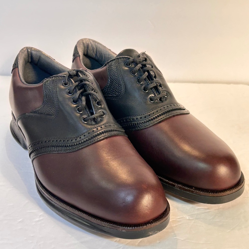 Vintage Dexter USA Leather Saddle Golf Shoes Oxfords Brown Black Mens 10 Brogue
